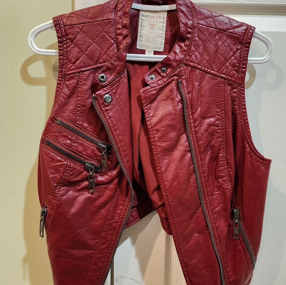 Cute Guess Faux-Leather Vest Size Small